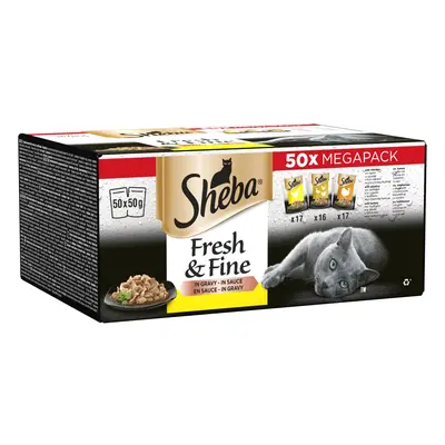 Sheba Fresh & Fine in Gravy Mini Pouches 50 x 50g - Poultry Collection in Gravy