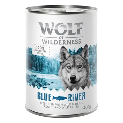 12 x 400g Wolf of Wilderness Wet Dog Food - 10 + 2 Free! * - Adult Single Protein Blue River - F