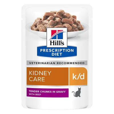 Hill's Prescription Diet Feline k/d Kidney Care - 12 x 85g pouches Beef