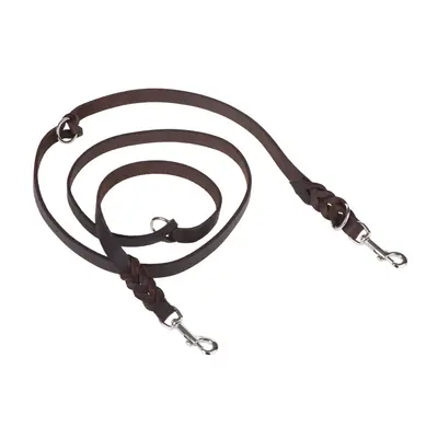 Heim Plaited Leather Double Dog Lead - Brown - 220cm