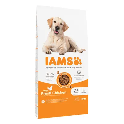 IAMS for Vitality Dry Dog Food Economy Packs 2 x 12kg - Advanced Nutrition Senior Large Dog - Ch