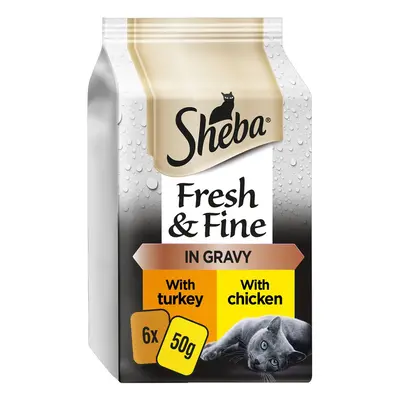 Sheba Fresh & Fine in Gravy Mini Pouches Saver Pack 12 x 50g - Poultry Collection in Gravy