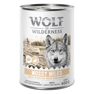 12 x 400g Wolf of Wilderness Wet Dog Food - 10 + 2 Free! * - Adult Mossy Miles - Poultry with Ra