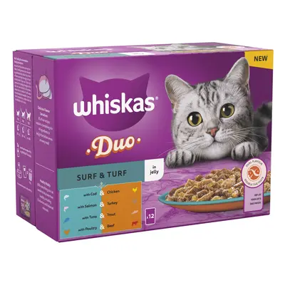 Whiskas 1+ Pouches Mega Pack 96 x 85g - Duo Surf & Turf in Jelly