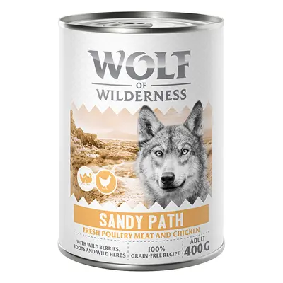 12 x 400g Wolf of Wilderness Wet Dog Food - 10 + 2 Free! * - Adult Sandy Path - Poultry with Chi