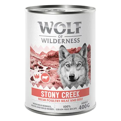 12 x 400g Wolf of Wilderness Wet Dog Food - 10 + 2 Free! * - Adult Stony Creek - Poultry with Be