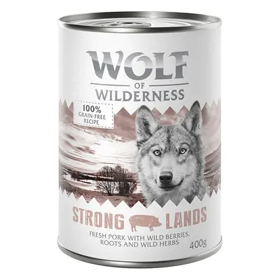 12 x 400g Wolf of Wilderness Wet Dog Food - 10 + 2 Free! * - Adult Single Protein Strong Lands -