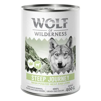 12 x 400g Wolf of Wilderness Wet Dog Food - 10 + 2 Free! * - Adult Steep Journey - Poultry with 