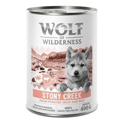 12 x 400g Wolf of Wilderness Wet Dog Food - 10 + 2 Free! * - Junior "Expedition" Stony Creek - P