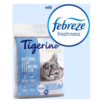 Tigerino Premium Cat Litter - Febreze Cotton Fresh Scent - Economy Pack: 2 x 12kg