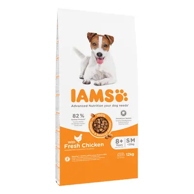 IAMS for Vitality Dry Dog Food Economy Packs 2 x 12kg - Senior & Mature Small & Medium Dog - Chi