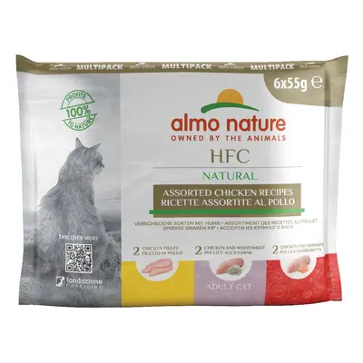 Almo Nature HFC Natural Pouches 6 x 55g - Chicken Mixed Pack (3 Varieties)