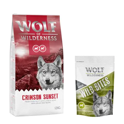 12kg Wolf of Wilderness Dry Dog Food + 180g Snacks Free! * - Adult "Crimson Sunset" - Lamb & Goa