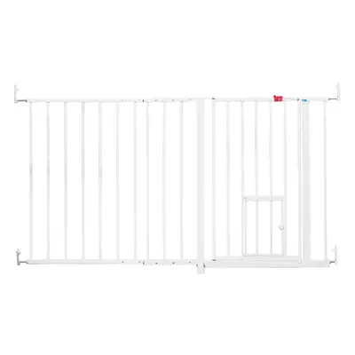 Carlson Extra Wide Pet Gate with Cat Flap - Height 76cm, Width 129 - 150cm