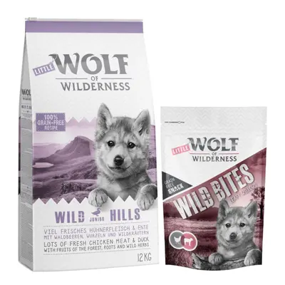 12kg Wolf of Wilderness Dry Dog Food + 180g Snacks Free! * - Junior "Wild Hills" - Duck (12kg) +