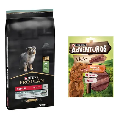 Purina Pro Plan Dry Dog Food + 120g AdVENTuROS Dog Treats Free! * - Medium Puppy Lamb & Rice Sen