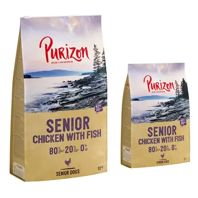 14kg Purizon Dry Dog Food - 12kg + 2kg Free! * - Senior Chicken with Fish – Grain-free (12kg + 2