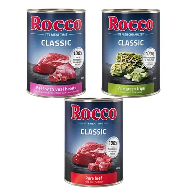 Rocco Classic 6 x 400g - Beef Mix: Pure Beef, Beef/Veal Hearts, Beef/Tripe