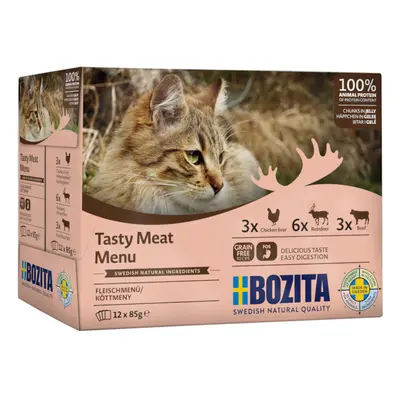 Bozita Chunks in Jelly Pouches 12 x 85g - Mixed Pack: Meat Menu