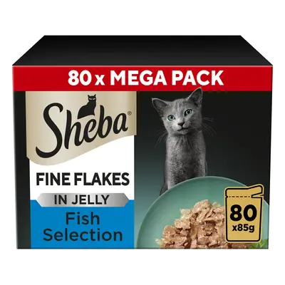 Sheba Pouches Fine Flakes in Jelly - Fish Selection in Jelly (80 x 85g)