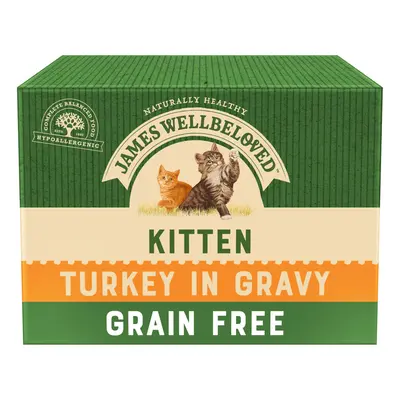 James Wellbeloved Kitten Hypoallergenic Pouches - Turkey in Gravy - Saver Pack: 48 x 85g