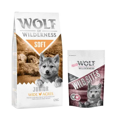 12kg Wolf of Wilderness Dry Dog Food + 180g Snacks Free! * - Junior "Soft - Wide Acres" - Chicke