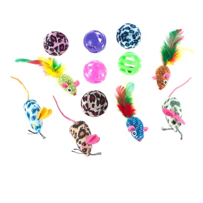 Cat Toy Set with Balls and Mice - 12 Toys