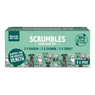 Scrumbles Grain Free Variety Packs Wet Dog Food - Saver Pack: Chicken, Salmon, Turkey (12 x 395g