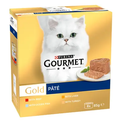 Gourmet Gold Pâté Recipes 96 x 85g - Multipack (Ocean Fish, Liver, Turkey, Beef)