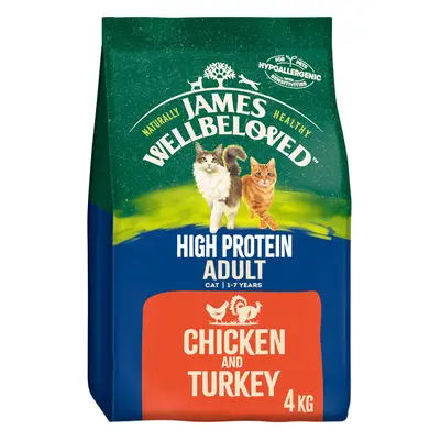 James Wellbeloved Adult Cat Hypoallergenic High Protein - Chicken & Turkey - Economy Pack: 2 x 4