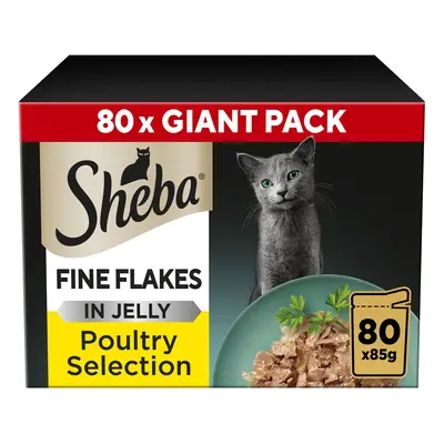 Sheba Pouches Fine Flakes in Jelly - Poultry Selection in Jelly (80 x 85g)