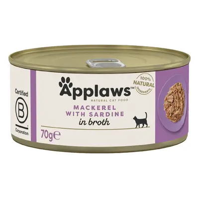 Applaws Adult Cat Cans Tuna/Fish in Broth 70g - Mackerel with Sardines (24 x 70g)