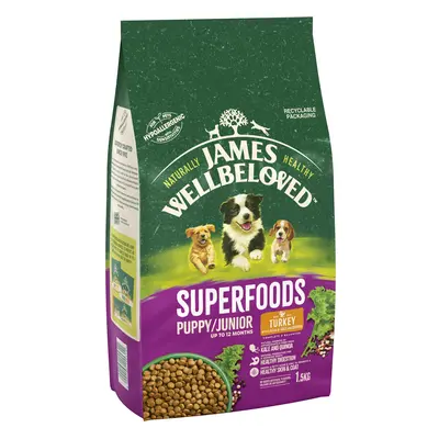 James Wellbeloved Puppy/Junior Hypoallergenic Superfoods - Turkey with Kale & Quinoa - 1.5kg