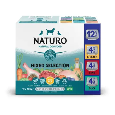 Naturo Adult Dog Trays - Variety Pack with Rice - 12 x 400g