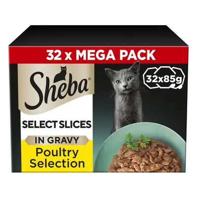 Sheba Select Slices Mixed Pack Trays - Poultry Selection in Gravy (32 x 85g)