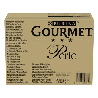 Gourmet Perle Pouches Mixed Mega Pack 96 x 85g - Seaside Duo Mini Fillets in Gravy