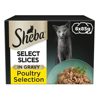 Sheba Select Slices Mixed Pack Trays - Poultry Selection in Gravy (8 x 85g)