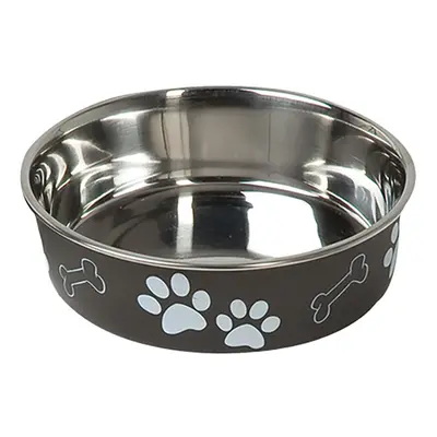 Karlie Stainless Steel Bowl with Paw Motif - Black - 1.5l, 21cm diameter