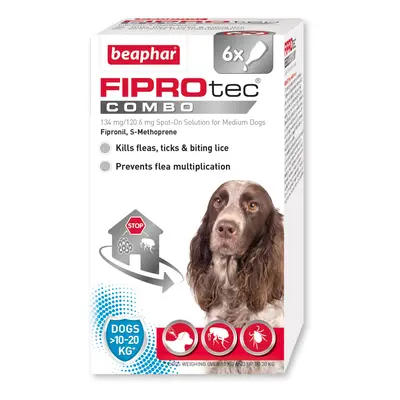 Beaphar FIPROtec® COMBO Flea & Tick Spot-On for Dogs - M (10-20kg) - 6 pipettes