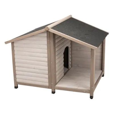 Trixie Natura Log Cabin with Porch Dog Kennel - Size S: 82 x 100 x 90 cm (L x W x H), Grey