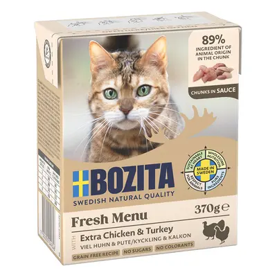 12 x 370g Bozita Tetra Wet Cat Food - 20% Off! * - Chicken & Turkey Chunks in Sauce (12 x 370g)