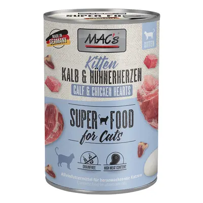 MAC's Cat 6 x 400g - Kitten Veal & Chicken Hearts