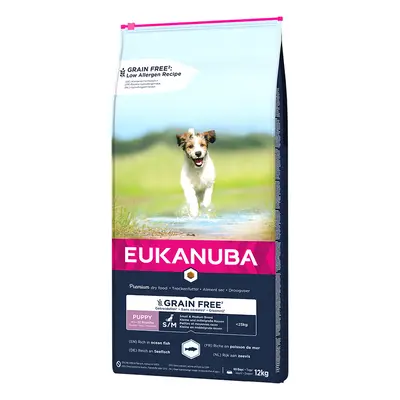 12kg Eukanuba Grain-Free Puppy Dry Dog Food - 10% Off! * - Small & Medium Breed with Ocean Fish 