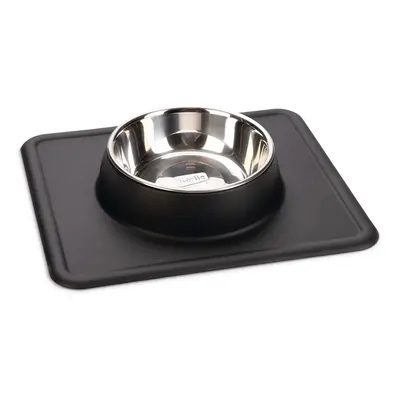 Karlie Stainless Steel Silicone Dex Dog Bowl - 350ml, 14cm diameter Black