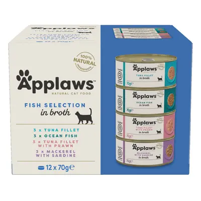 Applaws Adult Mixed Pack Cat Cans in Broth 48 x 70g - Fish Collection in Broth