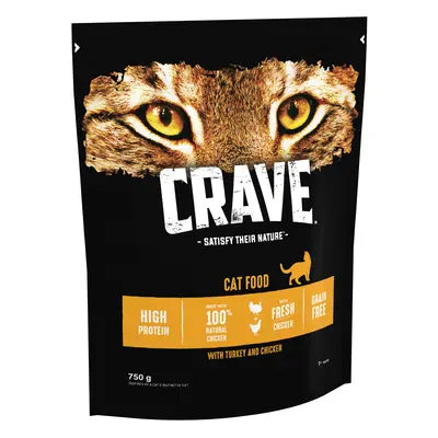 CRAVE Adult Turkey & Chicken Dry Cat Food - 750g