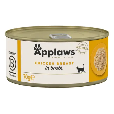 Applaws Adult Cat Cans Chicken in Broth 70g - Chicken Breast (24 x 70g)