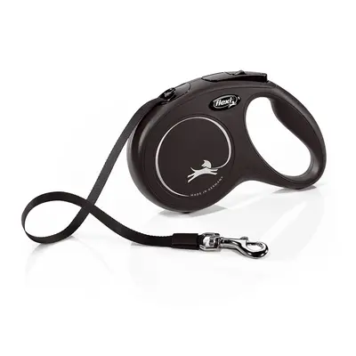 Flexi New Classic Tape Lead Medium - 5m - flexi New Classic webbing leash M black, 5 m