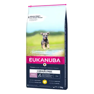 12kg Eukanuba Grain-Free Puppy Dry Dog Food - 10% Off! * - Small & Medium Breed - Chicken (12kg)