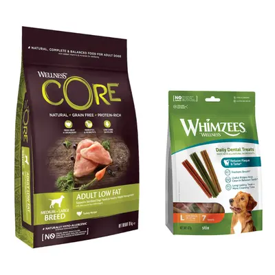 Wellness Core Dry Dog Food + Whimzees Dog Snacks - Bundle Price! * - Medium & Large Adult Low Fa